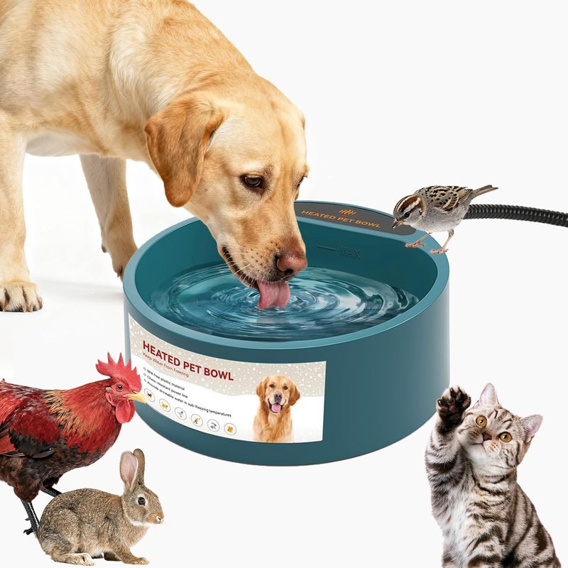Billionchains 2.2L Heated Dog Bowl, Dog Thermal-Bowl Provides No Freeze Water, Pet Water Heater for Dogs/Cats/Chickens/Birds/Livestock, Green - Image 1